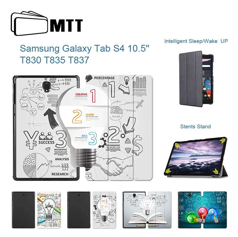

Creative Bulb Slim PU Leather Cover for Samsung Galaxy Tab S4 10.5'' T830 T835 SM-T830 SM-T835 2018 Tablet Case Auto Wake Sleep