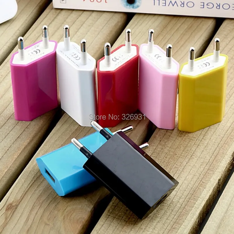 Цветной USB адаптер для зарядки Apple iPhone 4, 4S, 5, 5S, iPod Touch, 1000 шт