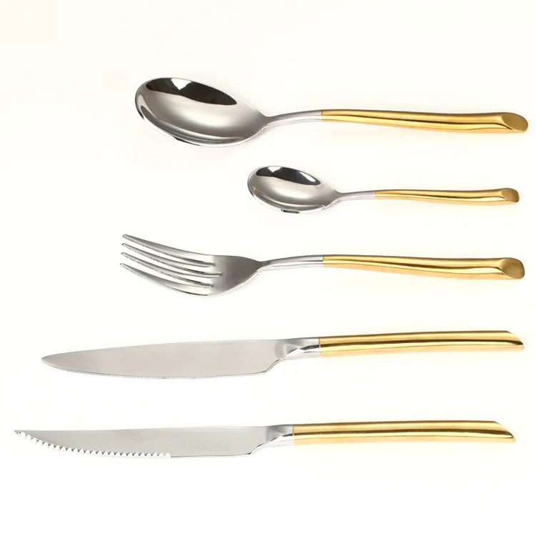 Набор ножей из нержавеющей стали/вилок в стиле вестерн отель позолоченная посуда Западный нож для стейка/вилка качественная немецкая технология 5 шт - Цвет: Golden
