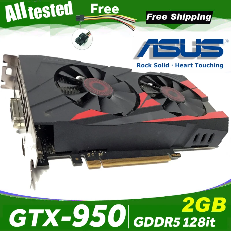 Б/у оригинальная Видеокарта ASUS PC original GTX 950 2 Гб 128 бит GDDR5 видеокарты для nVIDIA VGA