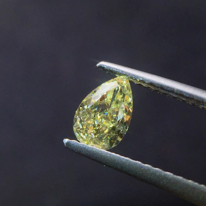 

0.695ct Water Drop Shape Natural Yellow Diamond Gemstones Loose Stones Loose Gems