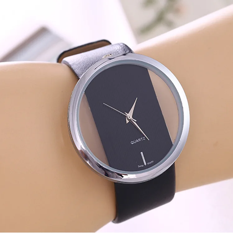 

Casual belt watch simple dial quartz watch fashion transparent hollow Quartz