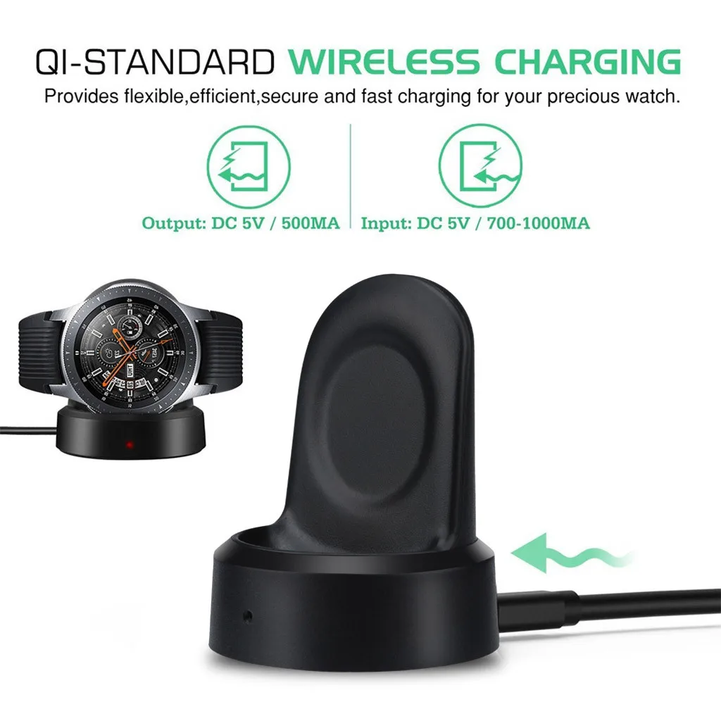 

New black Portable mini Wireless Fast Charging Power Source Charger For Samsung Galaxy Watch 46/42mm lightning cable