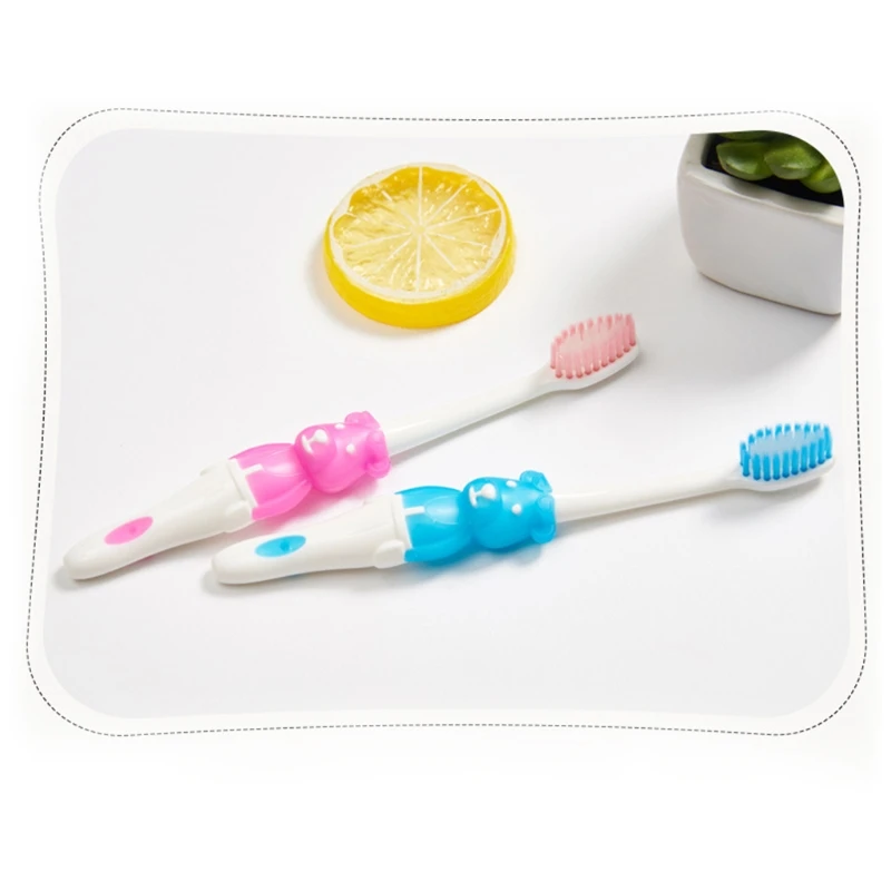 Милая детская зубная щетка мягкая противоскользящая ручка с мультяшным медведем для ухода за зубами детская зубная щетка