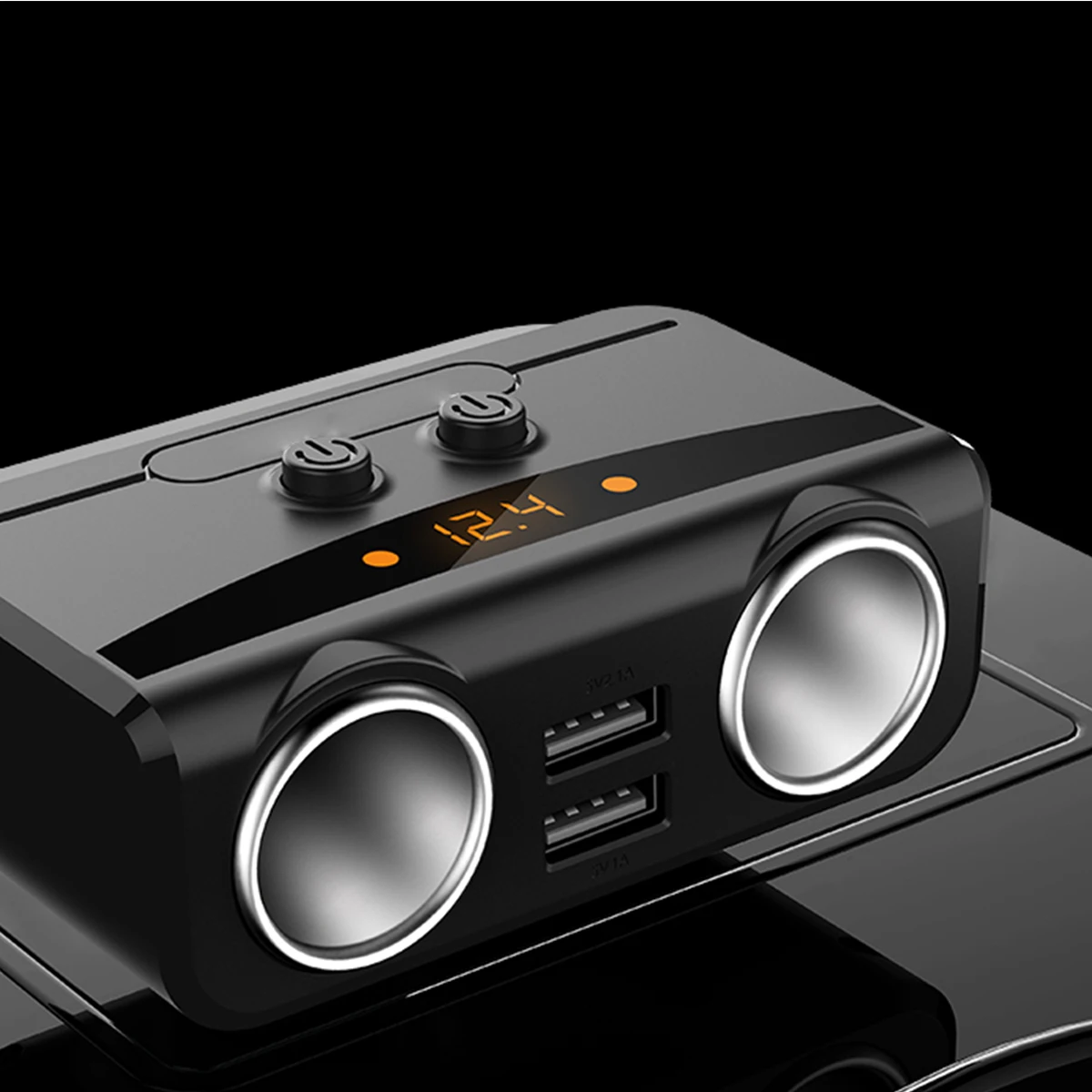 

New car charger One tow two cigarette lighter for automobiles One-tow-three multi-function vehicle with dual USB digital display