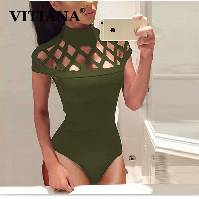 VITIANA женские пляжные Сексуальные вечерние бодикон боди новейшая мода Элегантные одноцветные повседневные боди Женская праздничная одежда