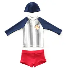 Комплект из 3 предметов, брендовый солнцезащитный купальник для детей от 2 до 12 лет, японский бейсбольный Топ для маленьких девочек, шорты, шапочка для плавания
