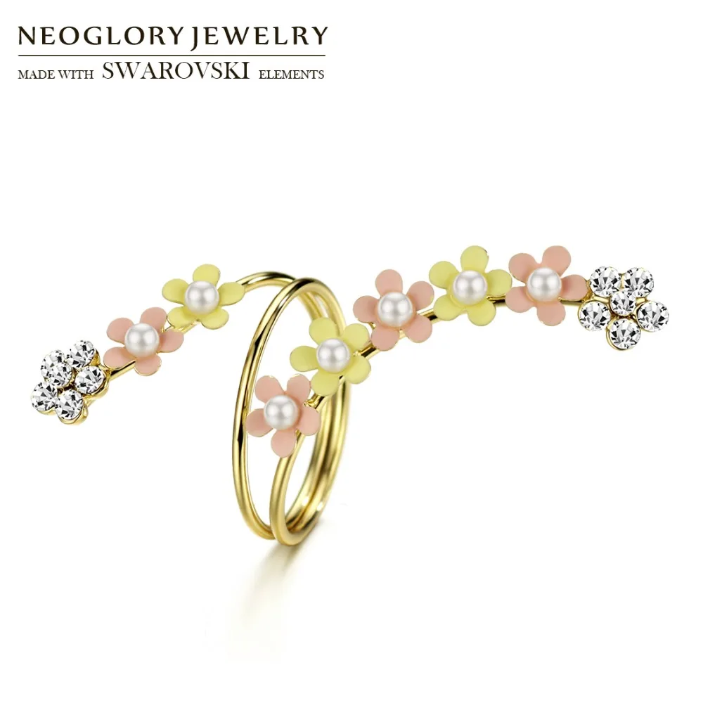 

Neoglory Austria Rhinestone & Simulated Pearl & Enamel Adjustable Finger Ring Colorful Flower Style Summer Girl Classic Sale