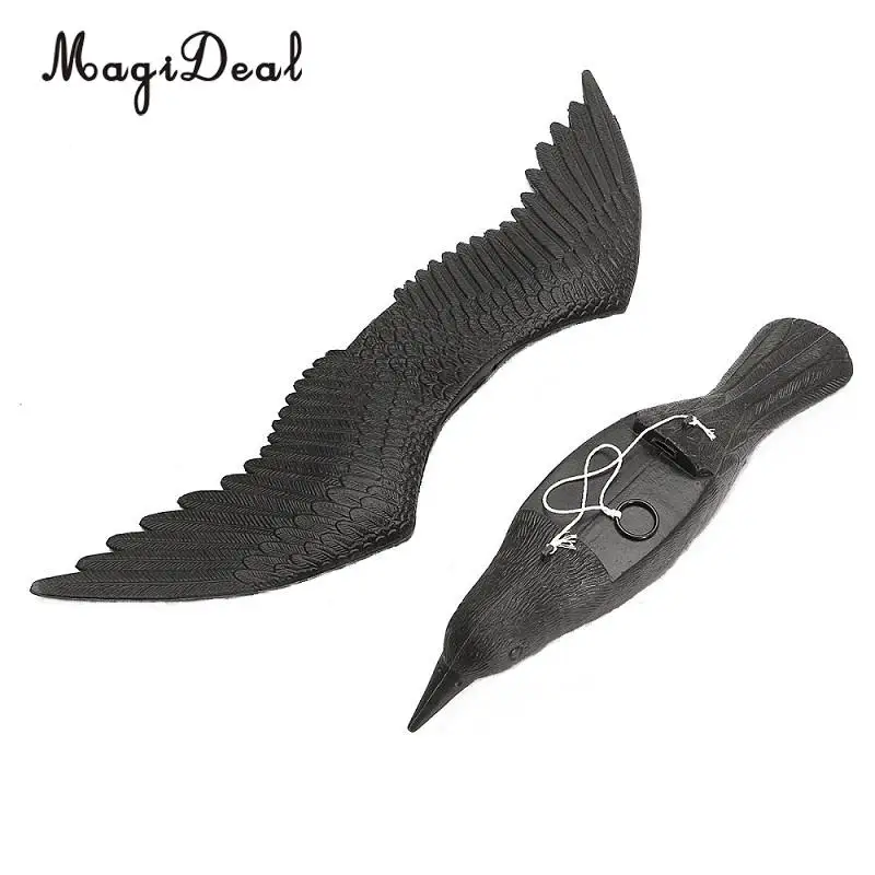 MagiDeal Realistic Flying Hunting Crow Decoy Pest Control Garden Scarer Scarecrow Realistic Hawk Ornament for Outdoor Hunting