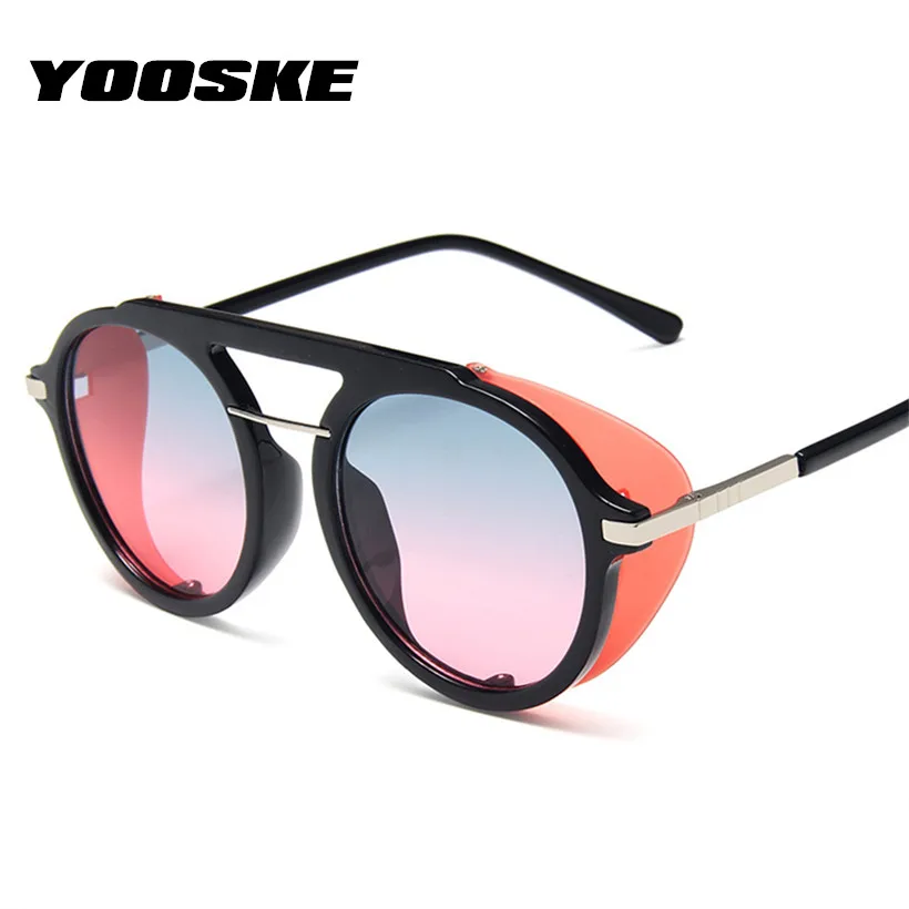 YOOSKE винтажные стимпанк Солнцезащитные очки женские мужские ретро круглые градиентные солнцезащитные очки женские готические паровые очки панка UV400