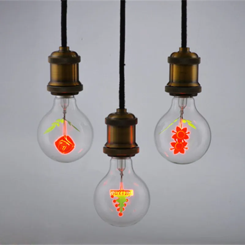 

YIYANG Creative Vintage 3W 220V Retro Edison Bulbs Light Art Decoration G80 E27 I LOVE YOU Rose Flower Christmas Wedding Lamps