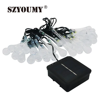 

SZYOUMY Solar Christmas Lights 20 30 LED 8 Modes Water Drop Solar Fairy String Lights For Halloween Lights Decorations Instock