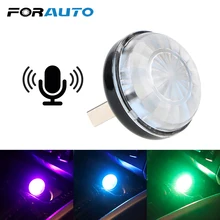 FORAUTO Mini Автомобильный светодиодный светильник с голосом и мелодией, управление USB, волшебный сценический эффект, декоративная лампа, DJ RGB, универсальная лампа