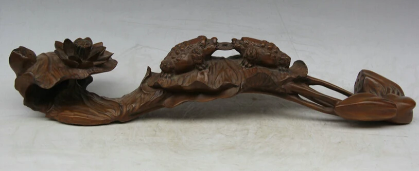 

150610 S1418 Chinese boxwood Wealth Two Golden Toad lotus leaf Auspicious