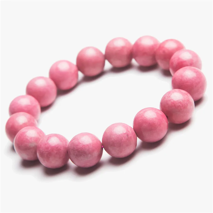

Genuine Natural Red Rhodonite Women Anniversary New Gift Bracelet 14mm Crystal Round Gemstone Beads Stretch Bracelet AAAAA