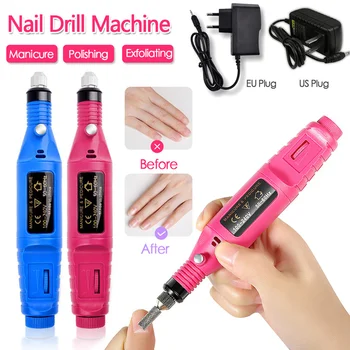

1set Power Professional Electric Manicure Machine Pen Pedicure Nail File Nail Tools 6 bits Drill Nail Drill Machine EU US Type
