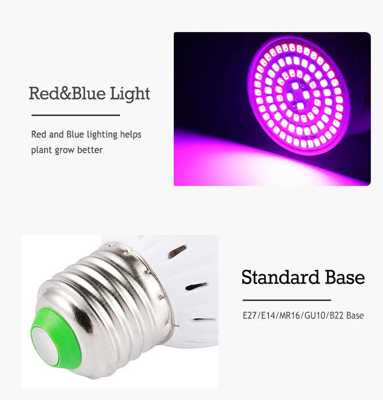 E27/E14/GU10/B22/MR16 полный спектр Светодиодная лампа для выращивания растений, светильник для выращивания, фитолампа MR16 Красный Синий светодиодный светильник для растений