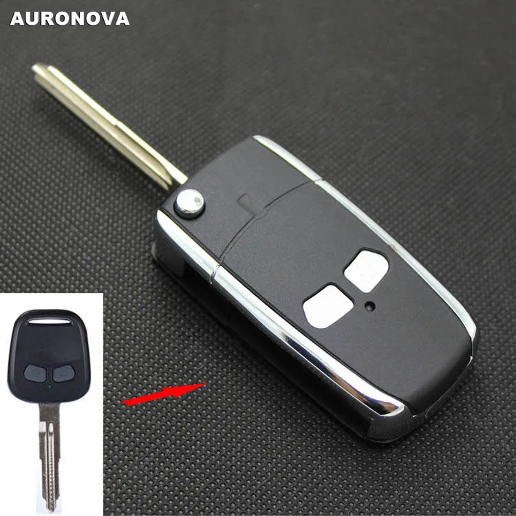

AURONOVA New Upgrade Flip Folding Key Shell for Mitsubishi Lancer 2 Buttons Modified Remote Car Key Case