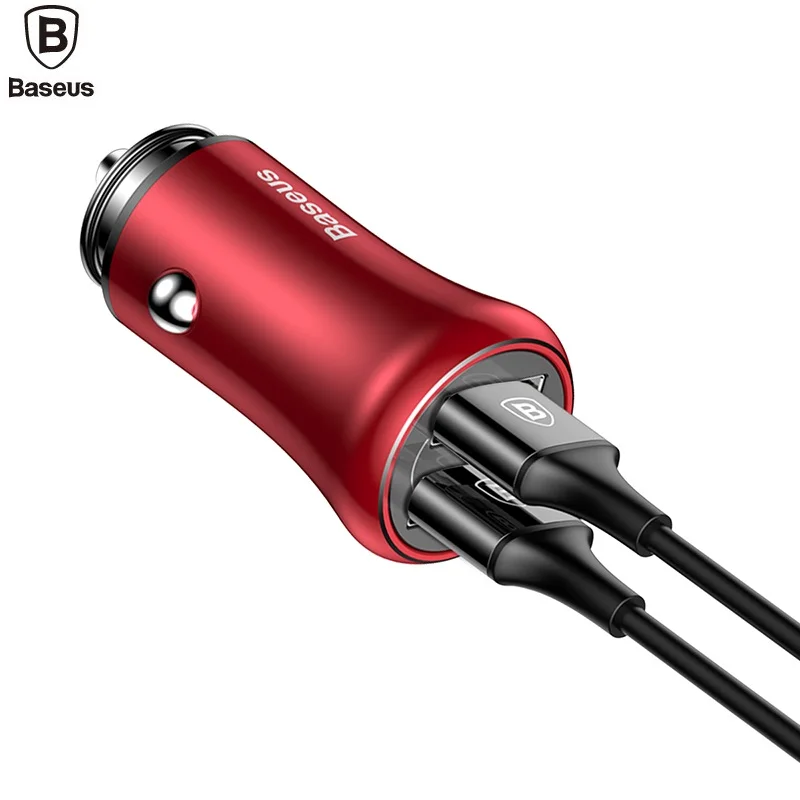 

BASEUS Brand Gentleman Series 4.8A Fast Charging Dual-USB Car Charger Adapter for iPhone X 8 7 Universal Cellphone