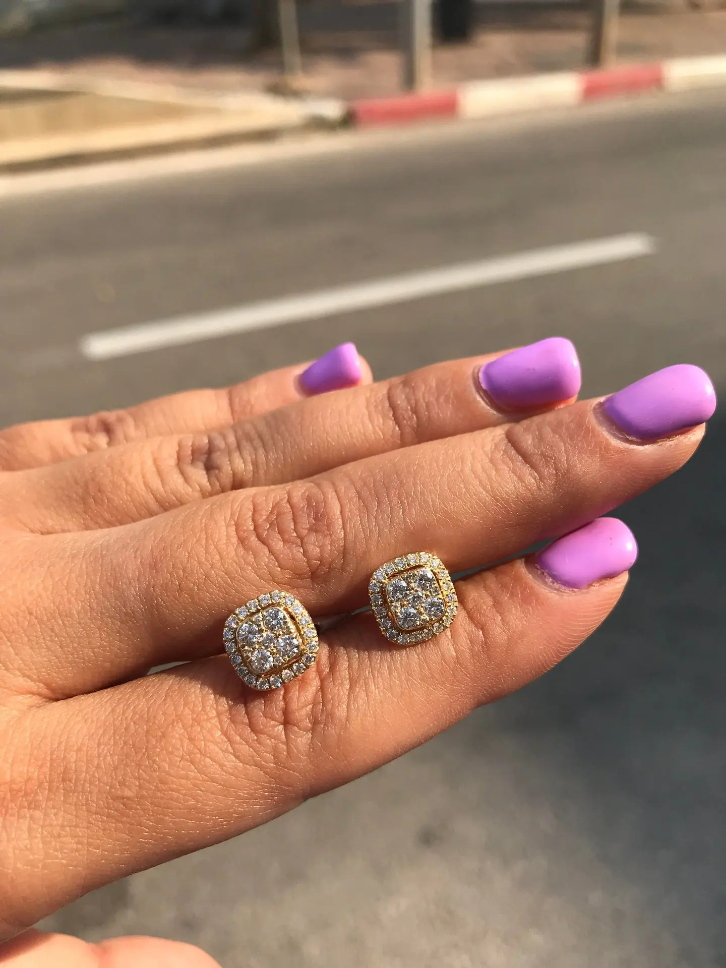 Najtaniej Kwadratowy pełny 14K różowe złoto 1 karatowy diament biżuteria osiem granat 14K złota Peridot diament stadnina kolczyk kamień orecchini kobiety