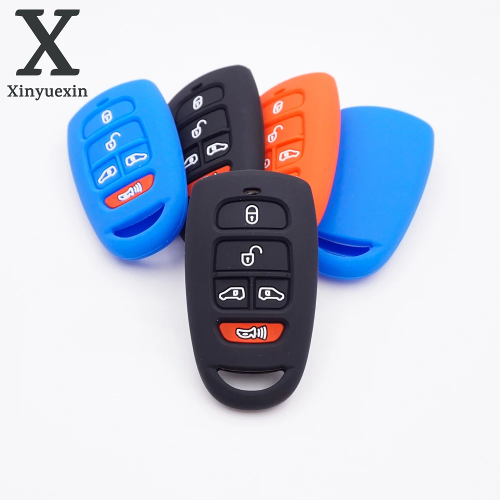 

Xinyuexin 5 Button Silicone Rubber Car Key Shell Fob for Hyundai SantaFe for Kia Grand Carnival Remote Car Key Cover