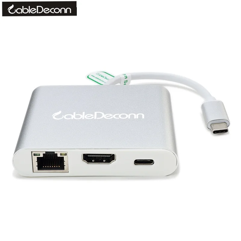 

2017 Hot USB-C USB3.1 Type-C to Ultra HDMI 4K USB Hub OTG Gigabit Ethnernet RJ45&USB-C Female Charge Adapter For Laptop USB-C