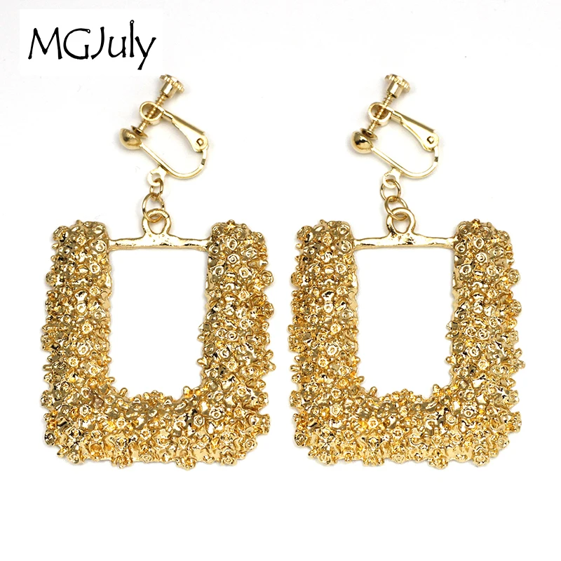 

Geometric Square Earrings Without Piercing Minimalist Frosted Metal Clip Earring No Pierced Ear Clip 2019 Women Jewelry CE303