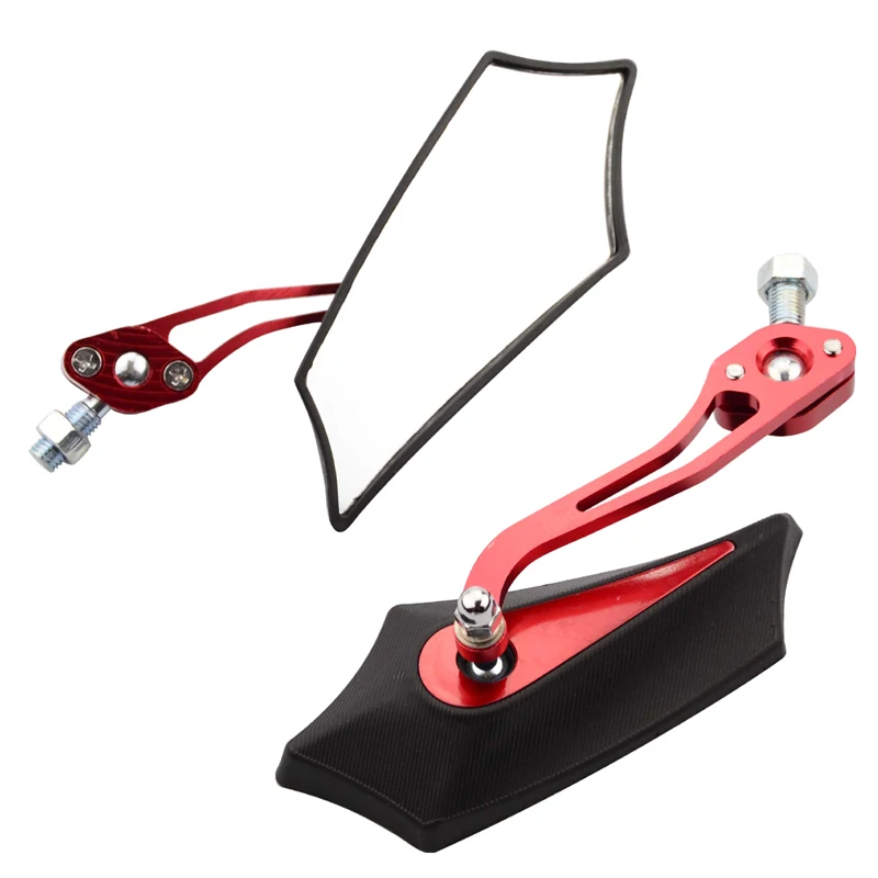 

GOOFIT 8mm-10mmRed New Fashion Style Universal Motorcycle E-bike Back View Mirror For Yamaha Suzuk E036-035
