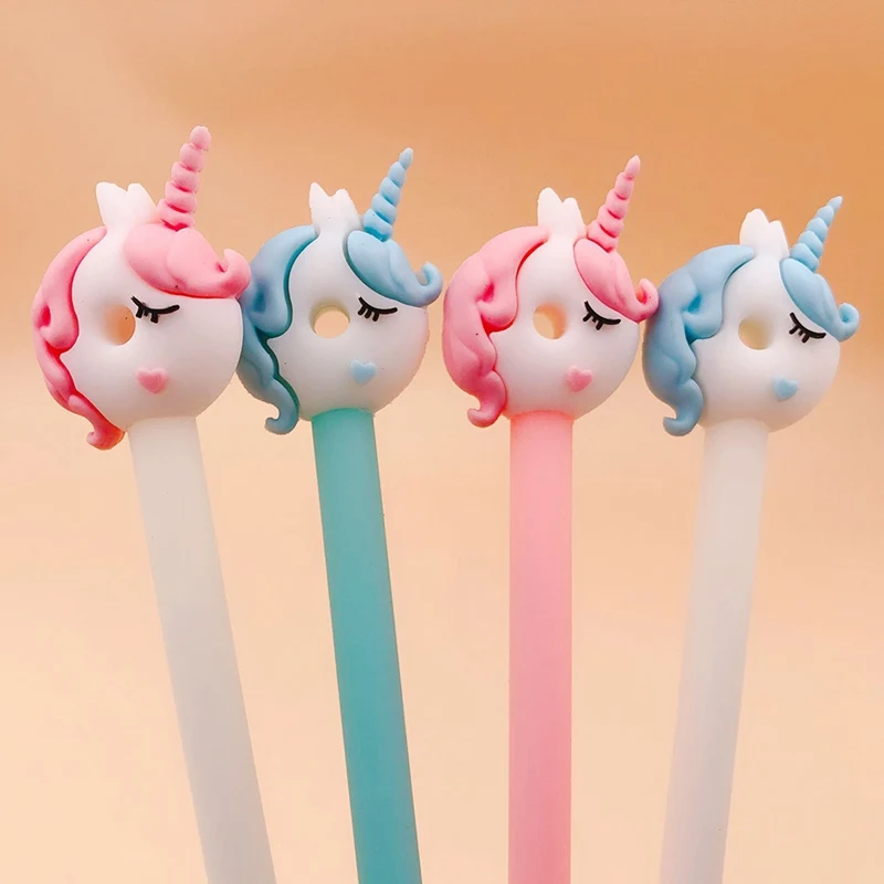 

1Pcs Kawaii Animal Unicorn Doughnut Silicone Gel Pens Black Ink Signature Pens School Office Stationery Gifts
