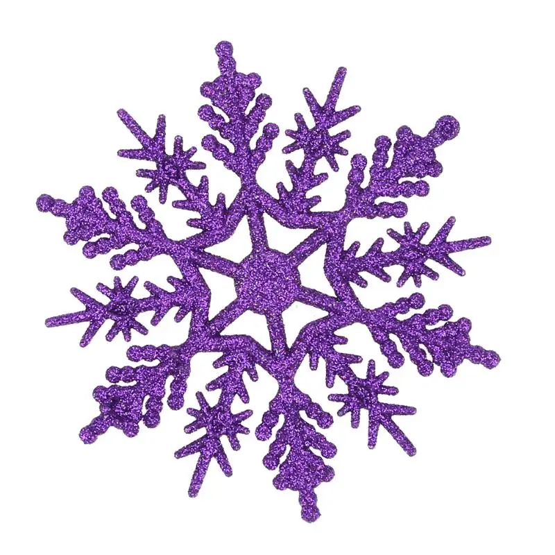 24 шт., рождественские снежинки, елочные украшения 10 см, пластиковые блестящие снежные хлопья, рождественские украшения для дома - Цвет: Сливовый