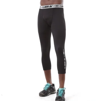

3/4 Calf Compression Pants For Men Fitness Flexible Workout Trousers Slim Quick Drying Track Sweat Pants Mens Sweatpants