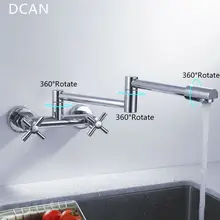 DCAN Kitchen Sink Faucets Finish Folding Kitchen Faucets Wall Mount Dual Handle Chrome Mixer Bar Taps Bathroom Sink Faucet