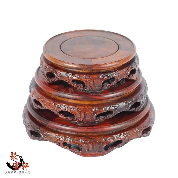 Round rosewood carving stone base carved Buddha household act the role ofing is tasted annatto handicraft furnishing articles