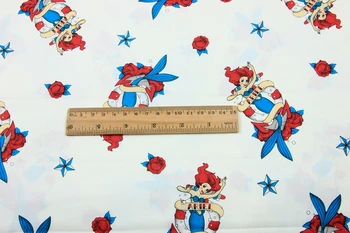 

1 yard cotton Mermaid Ariel in white DIY fabric curtain cloth pillow width 140cm sewing home textiles decoration