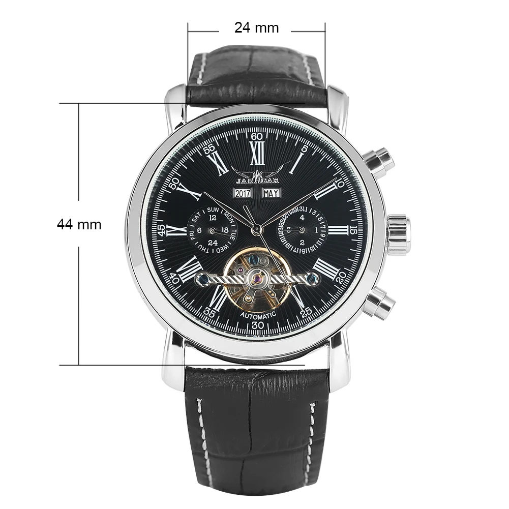 Роскошные Механические часы Tourbillon с автоматическим заводом черные кожаные