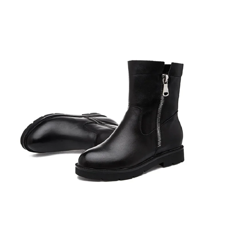 Winter Boots Women Shoes 2016 Genuine Leather Plus Velvet Boots Women Flat Shoes Soft Bottom Women Boots Zapatos Mujer