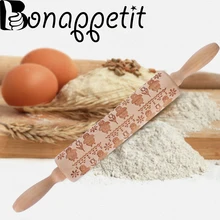 Счастливые пасхальные деревянные тисненая Скалка куриное яйцо бабочка цветок выпечки печенье, торты Выгравированные тесто ролик выпечки питания