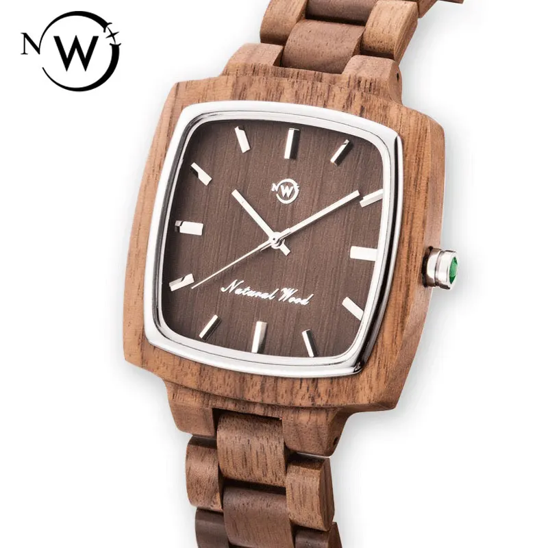 

Women Watches Ladies Stainless Steel Women's Watch Clock Quartz Wristwatch Natural Sandalwood / Salnut Strap