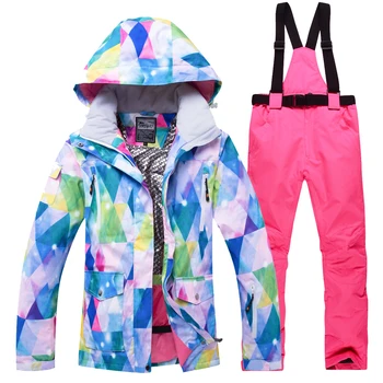 

2020 New Outdoor High Quality Women Skiing Jackets Pants Snowboard sets Thick Warm Waterproof Windproof Winter Female Ski suit