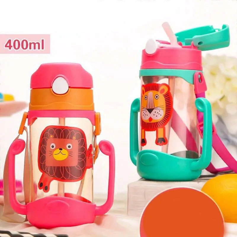 

400ML Baby Water Feeding Bottle Kid Bottles With Straw Child Drinking Bottle Outdoor Tumbler Leak Proof Bottle