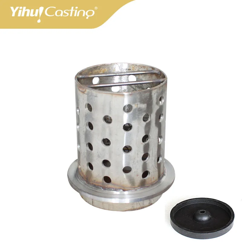 

Small 304 stainless steel 4"*3.5" Perforation Flask with 4'' Round shape rubber base rubber base, for investment powder holding