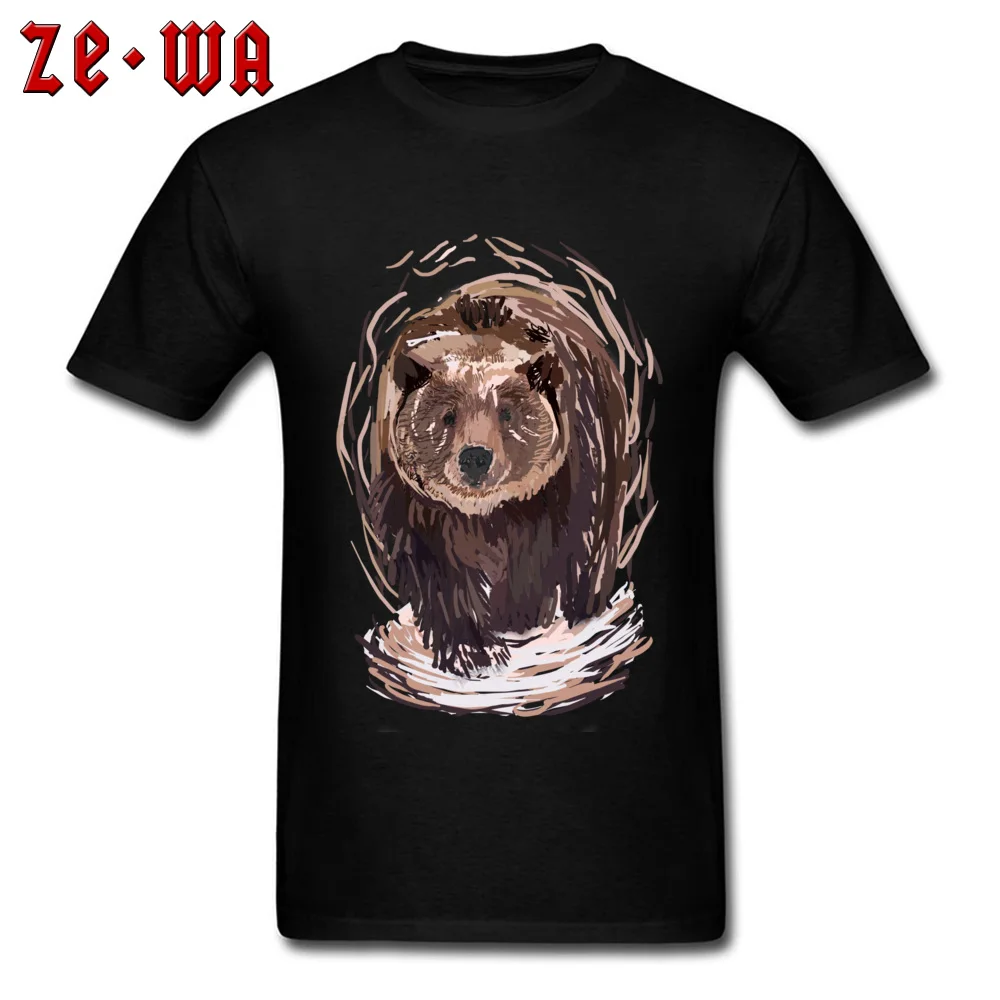 calm bears Classic Normal Top T-shirts Round Neck 100% Cotton Short Sleeve Tops Shirt for Men T Shirts April FOOL DAY calm bears black