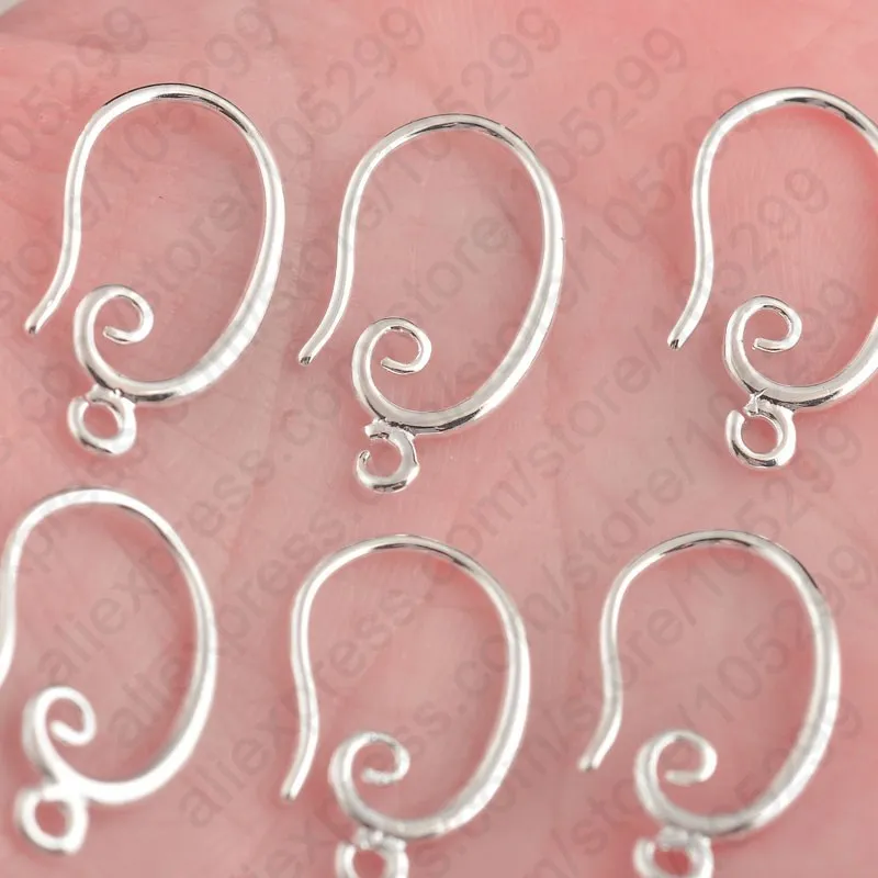 Fashion Plated Silver Earring Hook Coil Ear Wire For Jewelry Making Ear Hook Ws
