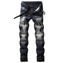 Новые брендовые модные дизайнерские прямые джинсы мужские весна лето Ретро тренд рваные хлопковые джинсы Большие размеры