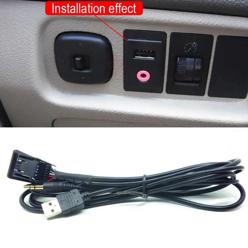 Черный автомобильный аудио кабель Портативный сменный USB для прочного Прямая
