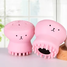 1 Pcs Face Washing Brush Soft Silicone Facial Cleansing Brush Pore Cleaner Sweet Pink Octopus Skin Scrubber Face Massager New