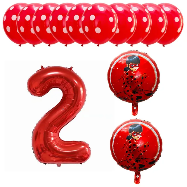 13pcs Miraculous Ladybug Foil Helium Balloons 40″ Red Number Baby 1th Birthday Party Decoration Kids Toys Party Supplies Globos