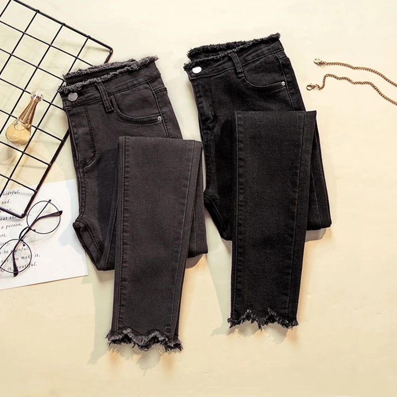 2019 Ripped Skinny Pencil Jeans Woman Plus Size High Waist