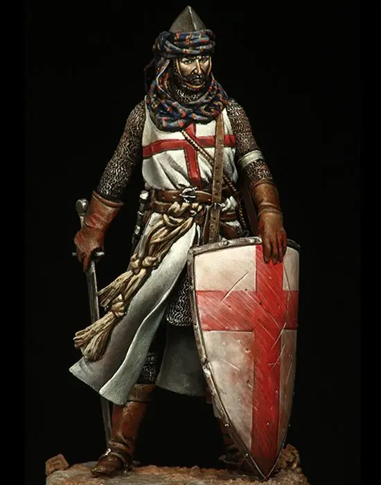 Неокрашенный набор 1/24 75 мм Templar Knight- winter фигурка историческая из смолы