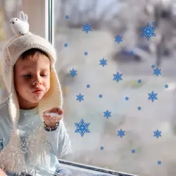 2016 съемный синий снежинка Книги по искусству стены винила Стикеры Гостиная Оконные рамы Рождественский подарок наклейка Домашний Декор